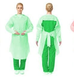 Disposable plastic apron with sleeves white