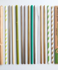 Straws Thick Smoothie Black Wrapped 12mm