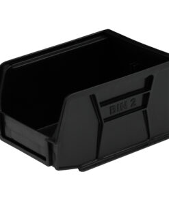 Stack & Hang Parts Storage Bin - Small Plastic Container - Size 2 - 13.5 x 10.5 x 7.5 cm - Black - BIN-2-BLACK