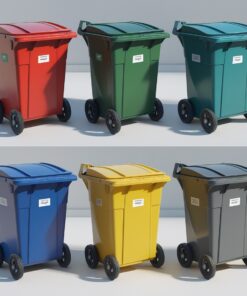 Yellow 770 liter wheelie bin