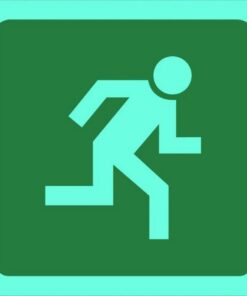 Photoluminescent Sign - Man Running Right - 190 x 190mm - SIGNPMR190