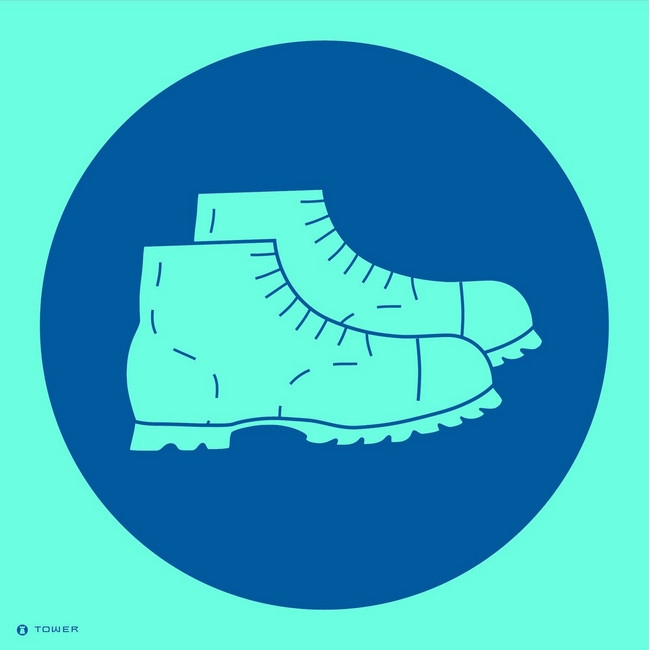 Photoluminescent Sign - Foot Protection - 190 x 190mm - SIGNPFP190