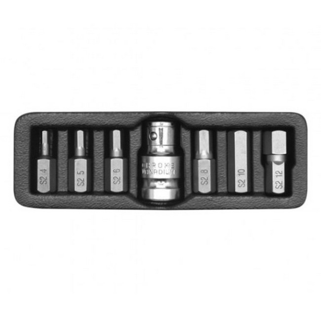 Hex Bit Socket Set - Chrome Vanadium - 1/2" Connector - Standard Length - 7 Piece - YT-0412