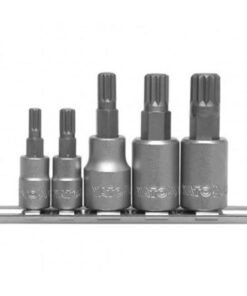 Spline Bit Socket Set - AISI A2 Steel Bits - 1/4" and 3/8" Connector - 5 Piece - YT-04360