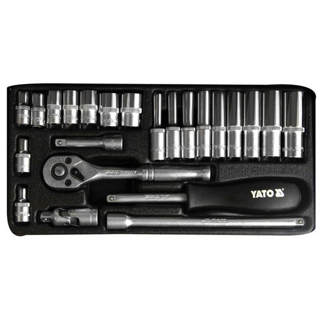Socket Set - AS-Drive 6 Point - Chrome Vanadium - 1/4" Connector - 23 Piece - YT-14421