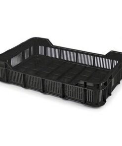 Stack Crate - Plastic Box - Vented Base and Sides - 53 x 35.5 x 11.5 cm - Recycled Material - Black - PI-430-Vented-black
