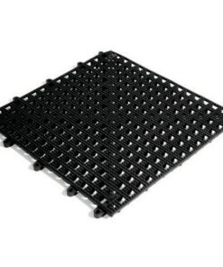 Floor Tile - Flexi-Deck Interlinking Anti-Slip Drainage PVC Mat - 30 x 30 x 1.3 cm - Black - Pack of 9 - FD010001