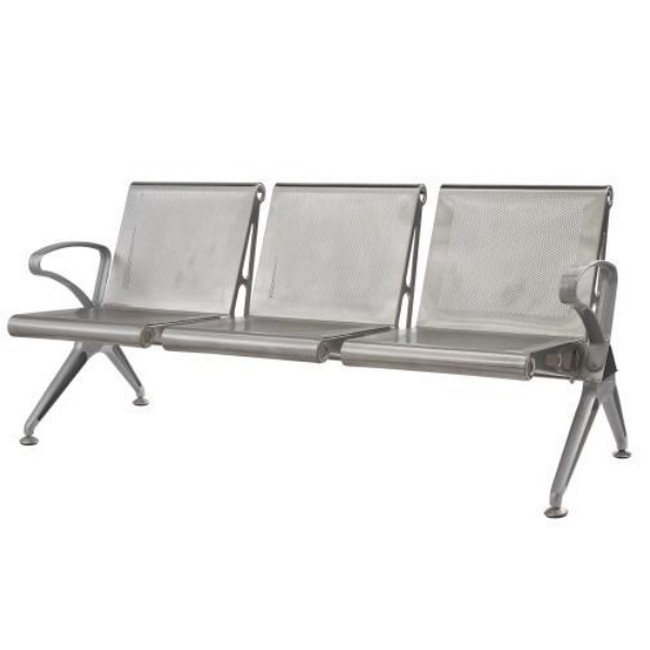 Airport Bench - Indoor and Outdoor Waiting Room Seat - Stainless Steel - Three Seater - Flat Pack - 185 x 67 x 82 cm - PF03