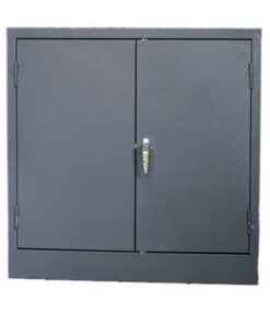 Steel Stationery Cupboard - Metal Storage Cabinet - 2 Shelves - Hammertone Grey - 90 x 90 x 45 cm - SC004-grey
