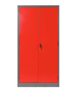 Steel Stationery Cupboard - Metal Storage Cabinet - 4 Shelves - Grey and Red - 180 x 90 x 45 cm - SC002-1-greyred