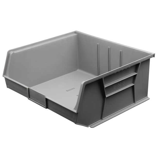 Stack & Hang Parts Storage Bin - Small Plastic Container - Size 8 - 37.5 x 42 x 18 cm - Grey - BIN-8-GREY