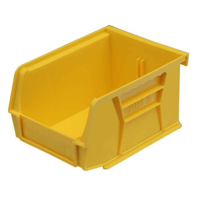 Stack & Hang Parts Storage Bin - Small Plastic Container - Size 2 - 13.5 x 10.5 x 7.5 cm - Yellow - BIN-2-YELLOW