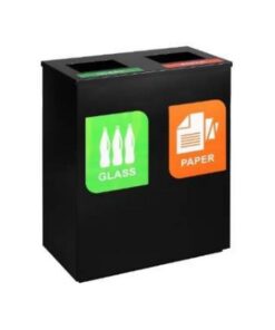 Recycling Bin Two Division - Steel - 65 x 34 x 82cm - Colour Options - REC002BL