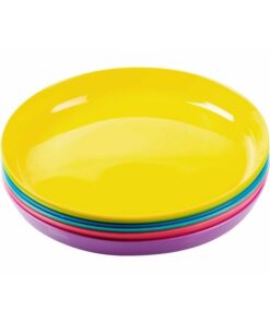 Kiddies Plastic Plates - Rainbow Range - 6 Assorted Colours Per Pack - Pack of 10