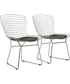 Visitors Arm Chair - Diamond Mesh Bertoia - Stainless Steel - Black