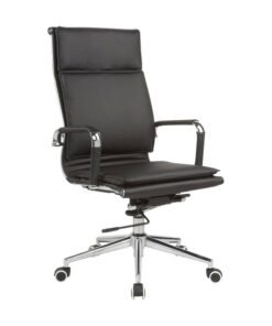High Back Office Chair - Eames Flat Cushion - PU Leather - Tilt - Gas Height - Colour Options