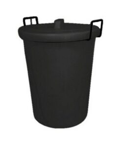 Refuse Bin with Lid - Plastic - Steel Handles - 90L - Black