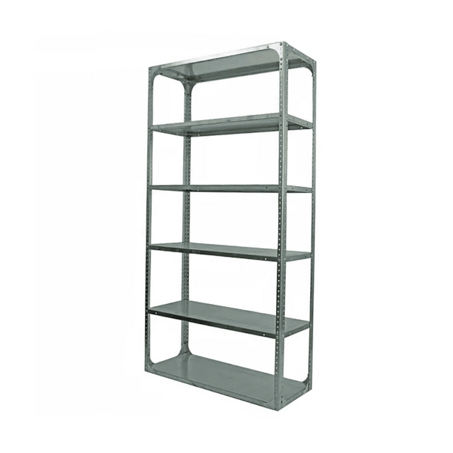 Bolted Shelving Steel Bay 6 Shelves - Uni-Angle - Six Shelf Kit - Galvanised - 213.4 x 91.4 x 61 cm