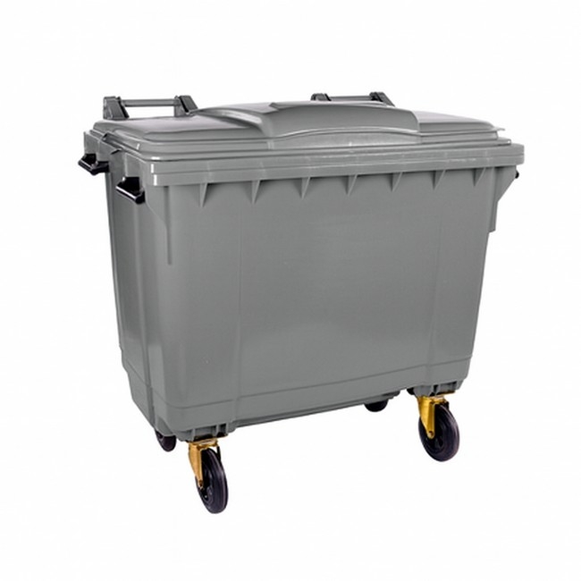 1100L Wheelie Bin - 4 Wheel - Bulk Bin - Plastic - Grey