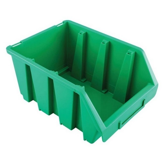 Matlock Plastic Storage Bin - Wall Mountable & Stackable - Label Holder - 17 x 24 x 12.6 cm - Green