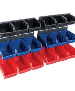 Matlock Storage Panel Bin Rack Set - 20 Pieces - Plastic Louvre Panels & Bins