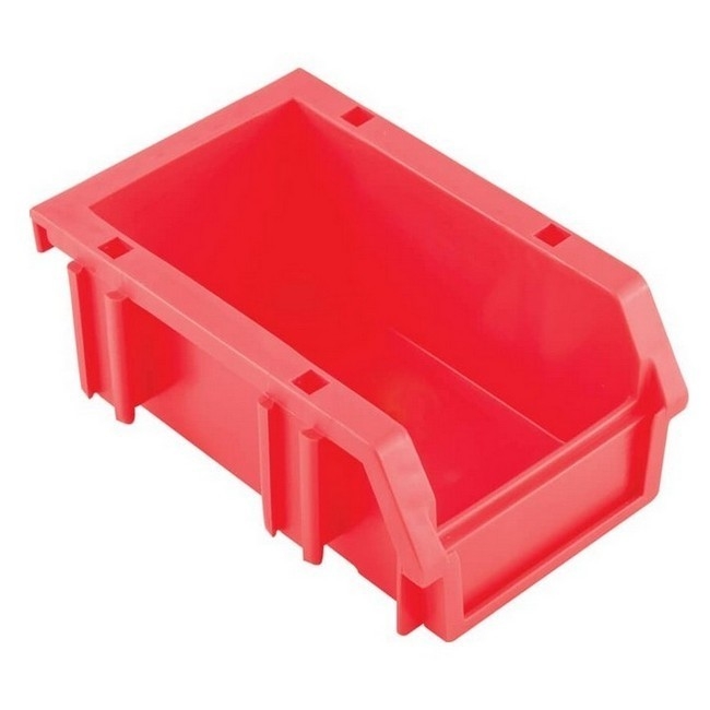 Matlock Plastic Louvre Panel Bin - Stack and Hang Container - Interlocking Design - 8.8 x 13 x 5.5 cm - Red