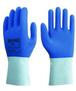 Chemical protective gloves Nitrex 440 S (7) latex, blue, cotton lining inside, pack of 10 pair