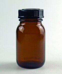Hecht Wide Neck Glass 1000 ml, GL 68 with Thread and Screw Cap, Amber Glass