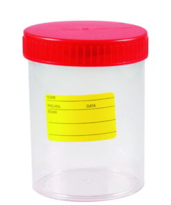 Ratiolab Multipurpose Beakers 200 ml PS with Red Screw Lid, Non-Graduated, Sterilized, Pack of 150