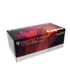 Unigloves Nitrile Gloves Protect Orange Size XL (9-10), Orange, Powder-Free, Diamond Grip, Pack of 100