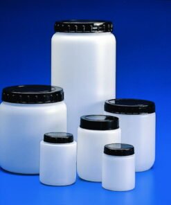 Kartell Cylindrical Jar 120 mL HDPE White with Black Screw Cap Ribbed