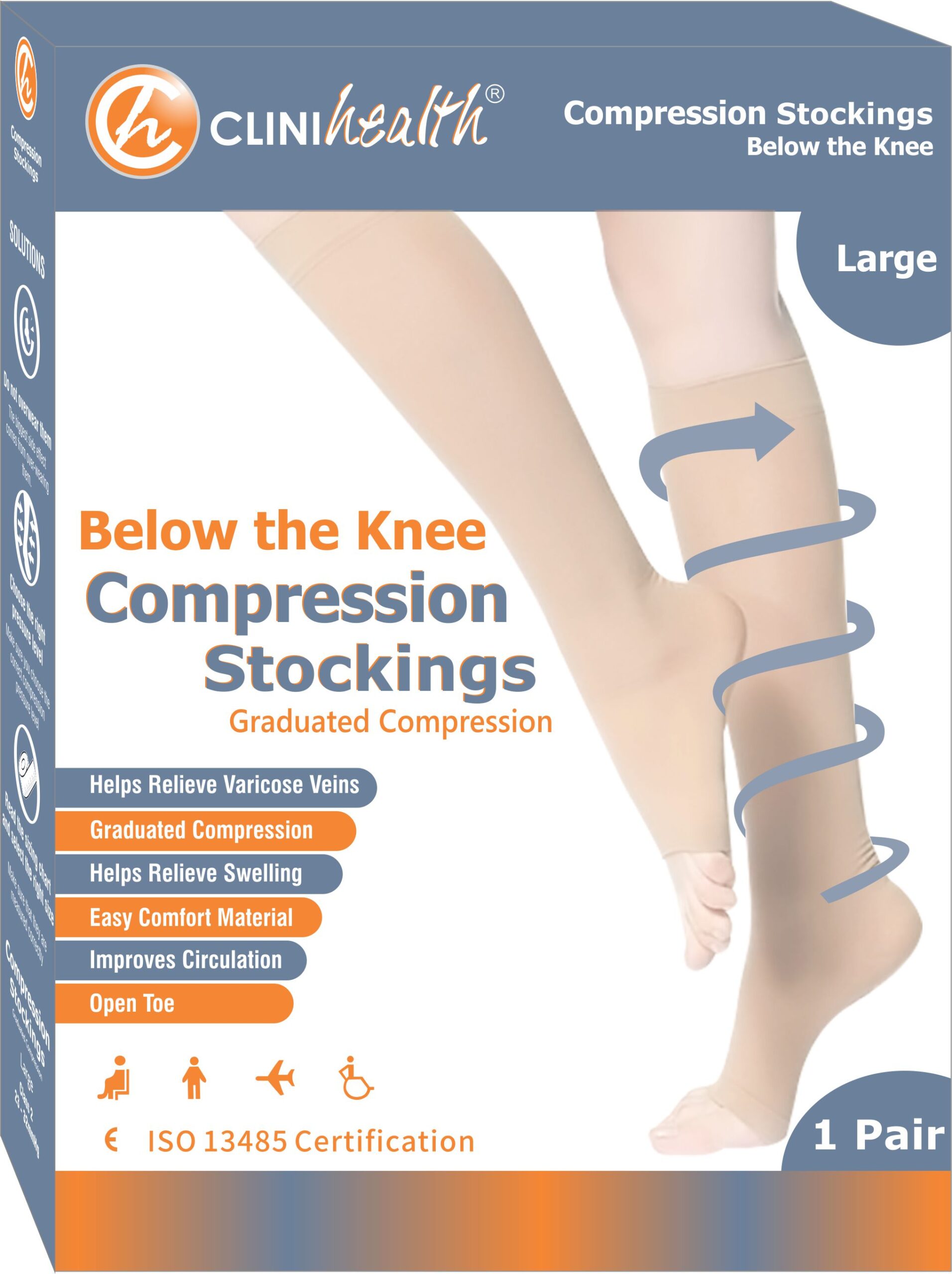 Compression Stockings Below the Knee Class 2 Orange – XL