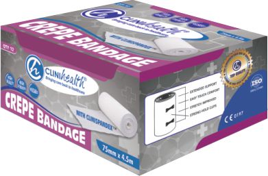Crepe Bandages 75mm x 4.5M CliniHealth – 1s