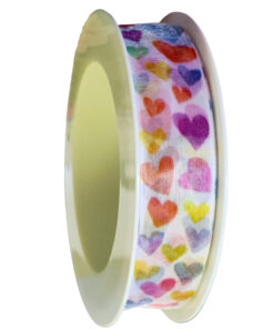 Hearts 25mm x 20m – Multi-colour with Stable Edge