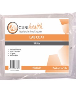 Lab Coat – Non Woven Pack of 10 White Velcro 30g – Medium