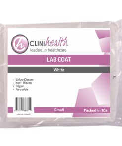 Lab Coat – Non Woven Pack of 10 White Velcro 30g – Small