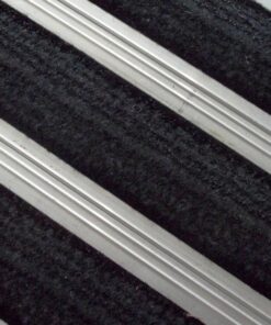 Heavy Duty Mat System - Dm Aluminium Linking Joints - Woven Brush Insert - 3mm Foam Backing - 12mm High - per m2 - Charcoal - DMA010002