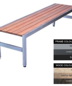 Slimline Bench - Steel and Wood - Adj. Feet - 45x180x45cm - Colour Options - SL4641PC
