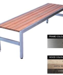 Slimline Bench - Stainless Steel 304 and Wood - Bolt Down - 45x240x45cm - Colour Options - SL4262S