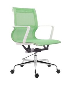 Medium Back Office Chair - Setu Replica - White Frame - Mesh and PVC - Swivel and Tilt - Gas Height - Colour Options