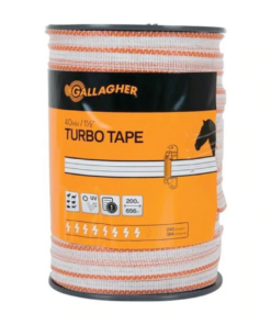 Gallagher White Turbo Tape With Orange Edge - 40 Mm X 200 M