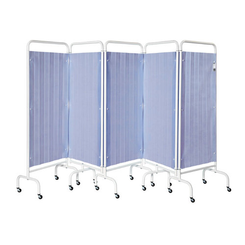 Mobile bed screen 5 fold with curtains